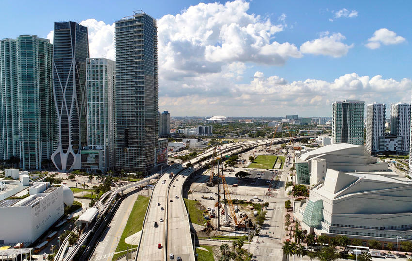 Aerial view of the Miami Signature Bridge